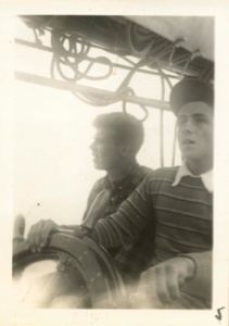 Image of Lowell Thomas, Jr. and George Murphy at wheel